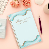 Gold Glitzer Blue Marble Agate Personalisiert Planer