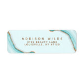 Gold Glitzer Blue Marble Agate Rücksendeadresse (Vorne)