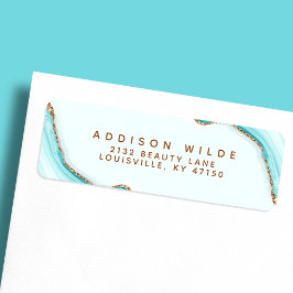 Gold Glitzer Blue Marble Agate Rücksendeadresse