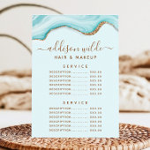 Gold Glitzer Blue Marble Agate Service Preis Menükarte