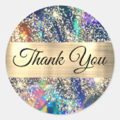 Gold Glitzer Blue Opal Vielen Dank, dass Sie Aufkl Runder Aufkleber (Vorderseite)