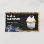 Gold Glitzer Blueberry Cupcake Konditorei Koch Bäc Visitenkarte (Vorderseite)