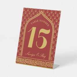 Gold Glitzer Blume Hochzeit Tischnummer und Name Sockelschild