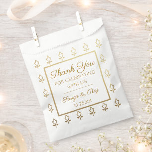 Gold Glitzer Blume Hochzeitszettel Geschenktütchen