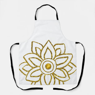 Gold Glitzer Blume Poinsettia Jewel White Schürze