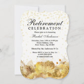 Gold Glitzer Blume Rente Party Celebration Einladung (Vorderseite)