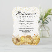 Gold Glitzer Blume Rente Party Celebration Einladung (Stehend Vorderseite)