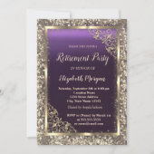 Gold Glitzer Blumenrahmen Lila Bezahlung Einladung (Vorderseite)