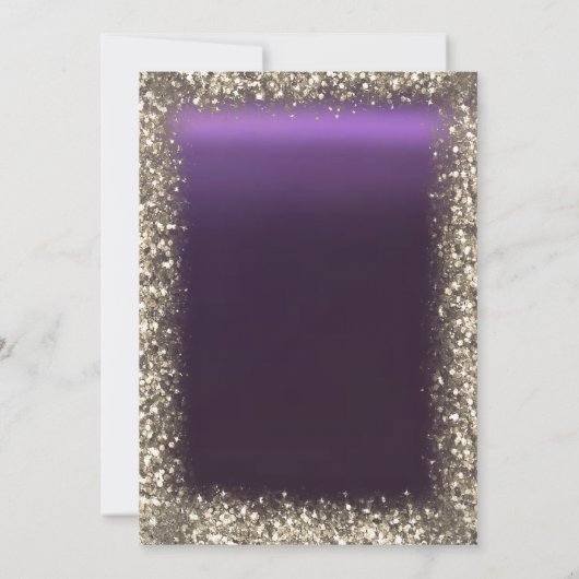 Gold Glitzer Blumenrahmen Lila Bezahlung Einladung (Rückseite)