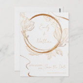 Gold Glitzer Blumenschrift Hochzeit speichern das  Postkarte (Vorne/Hinten)