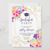 Gold Glitzer Blumenstrauß Wildblume Foto Abschluss Einladung (Vorderseite)