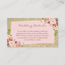 Gold Glitzer Blumenzettel Beipackkarte Begleitkarte