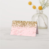 Gold Glitzer Blush Pink Marmor Blank Platzkarte (Rückseite)