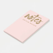 Gold Glitzer Blush Pink Sticky Notes Pad Post-it Klebezettel (angewinkelt)