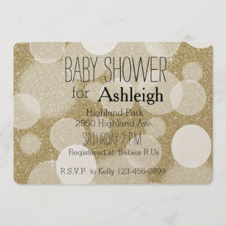 Gold Glitzer Bokeh Babydusche Einladung