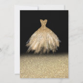 Gold Glitzer Bokeh Ombre, Tiara, Dress Sweet 16 Einladung (Rückseite)