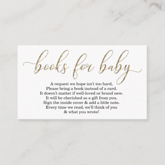 Gold Glitzer Book Request - Baby Shower Einladung (Vorderseite)