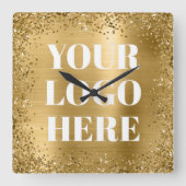 Gold Glitzer Border and Foil Logo Quadratische Wanduhr (Vorderseite)