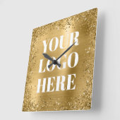 Gold Glitzer Border and Foil Logo Quadratische Wanduhr (Winkel)
