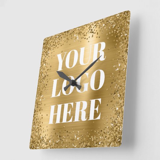 Gold Glitzer Border and Foil Logo Quadratische Wanduhr (Winkel)