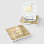 Gold Glitzer Border and Foil Logo Steinuntersetzer (Seitenansicht)