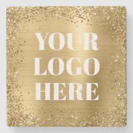 Gold Glitzer Border and Foil Logo Steinuntersetzer