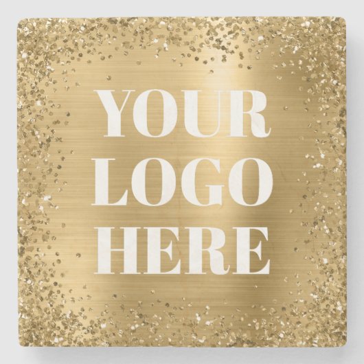 Gold Glitzer Border and Foil Logo Steinuntersetzer (Vorderseite)