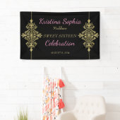 Gold Glitzer Border Party Banner (Insitu)