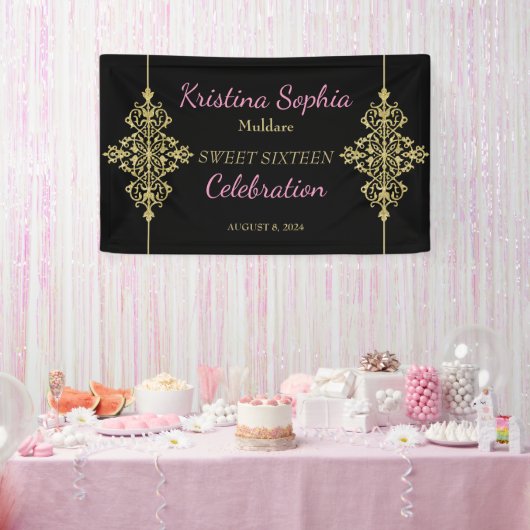Gold Glitzer Border Party Banner (Party)