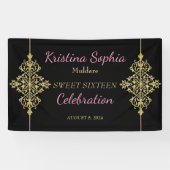 Gold Glitzer Border Party Banner (Horizontal)