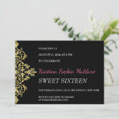 Gold Glitzer Border Party Einladung (Stehend Vorderseite)