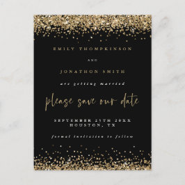 Gold Glitzer Borders Black Wedding Save the Date Ankündigungspostkarte