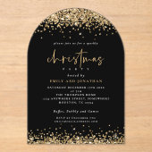 Gold Glitzer Borders Christmas Party Black Acrylic Acryleinladungen (Vorderseite)