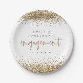 Gold Glitzer Borders Names Engagement Party Pappteller (Vorderseite)