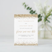 Gold Glitzer Borders Script Wedding Save the Date Ankündigungspostkarte (Stehend Vorderseite)