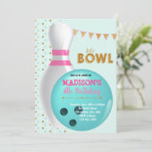 Gold Glitzer Bowling Party Einladung (Stehend Vorderseite)