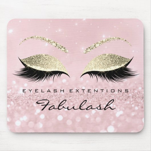 Gold Glitzer Branding Beauty Studio Lashes Pink Mousepad (Vorne)