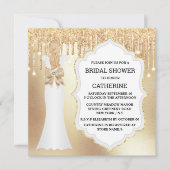 Gold Glitzer Brautkleid elegant luxuriös schimmern Einladung (Vorderseite)