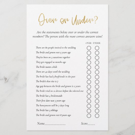 Gold Glitzer Brautparty (Vorderseite)