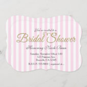 Gold Glitzer BRAUTPARTY Streifen Rosa Einladungen (Vorne/Hinten)