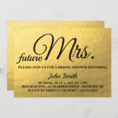 Gold Glitzer Brautparty Zukunft Frau Einladung (Vorne/Hinten)