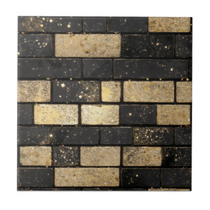 Gold Glitzer Brick Muster Fliese