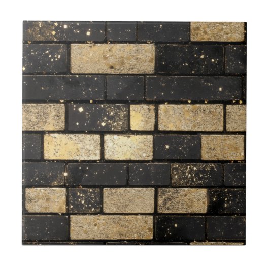 Gold Glitzer Brick Muster Fliese (Vorderseite)