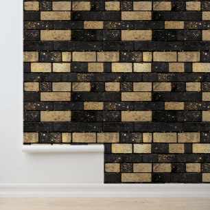 Gold Glitzer Brick Muster Tapete