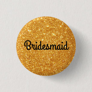 Gold Glitzer Bridesmaid Button