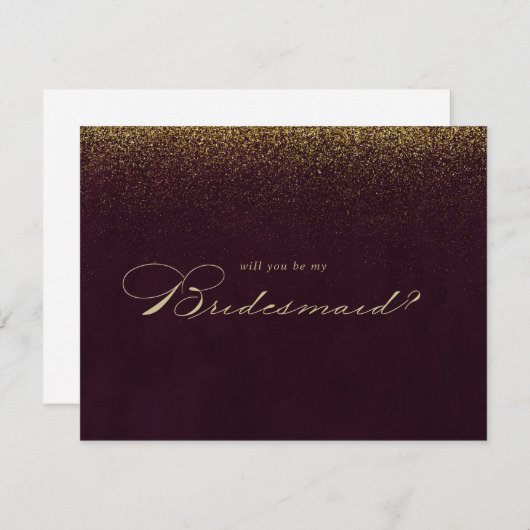Gold Glitzer Bridesmaid Vorschlag Note Card Mitteilungskarte (Vorne/Hinten)
