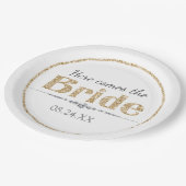 Gold Glitzer Bridge und Diamonds Pappteller (Schrägansicht)