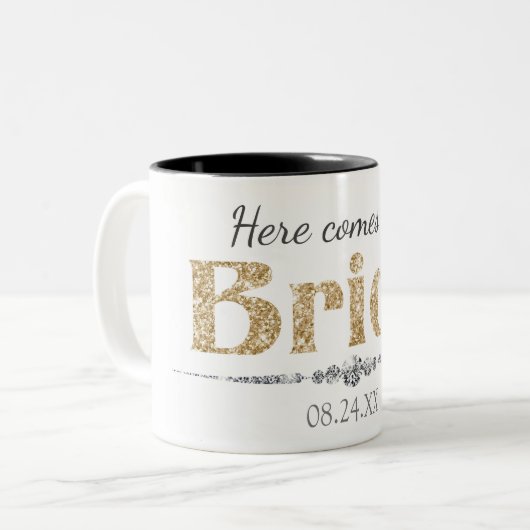 Gold Glitzer Bridge und Diamonds Zweifarbige Tasse (Vorderseite Links)