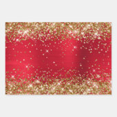 Gold Glitzer Bright Red Ombre Foil Geschenkpapier Set (Vorderseite)