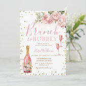 Gold Glitzer Brunch and Bubbly Brautparty Einladung (Stehend Vorderseite)